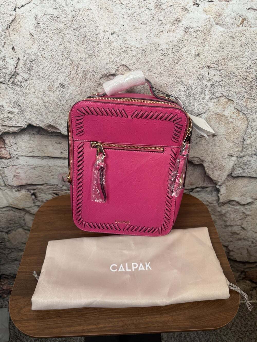CALPAK Pink Woven Trim CalpakPink Mini Backpack NWT-B9 - Picture 7 of 11